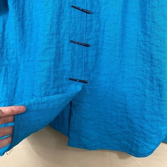 SOFT Surroundings Teal Blue Toggle Oversized Blazer Shacket XS - Picture 12 of 14